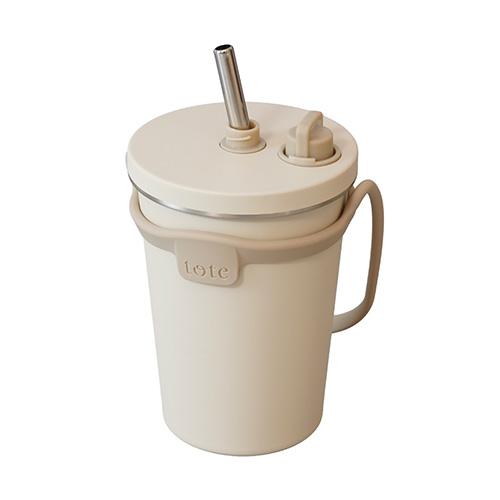 トート ストロー付2wayタンブラー320ml(アイボリー)