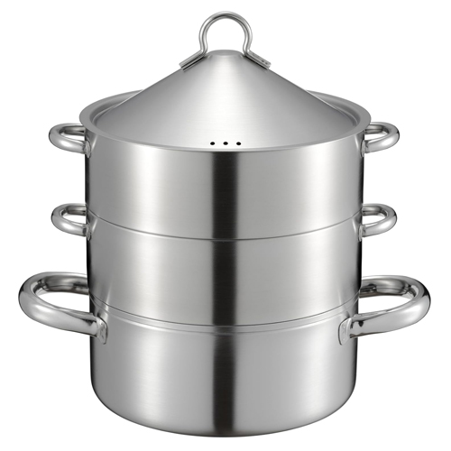 燕三 IH対応ステンレス三段蒸し鍋18cm