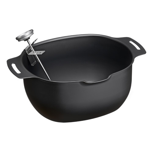 燕三 IH対応鉄楕円型揚げ鍋20×17cm（温度計付）