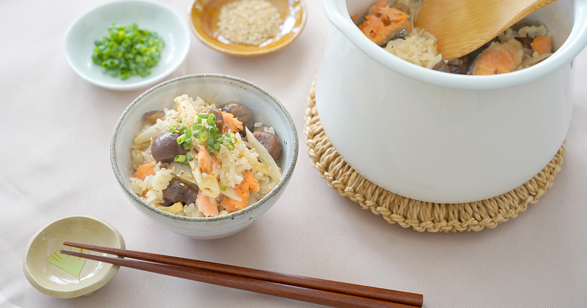 秋鮭と甘栗の炊き込みご飯