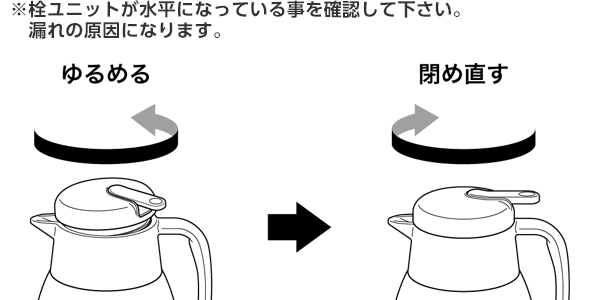 卓上ポットに入れた飲料物が漏れてしまいます。