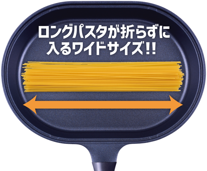 ロングパスタを折らずに丸ごと茹でることができます。