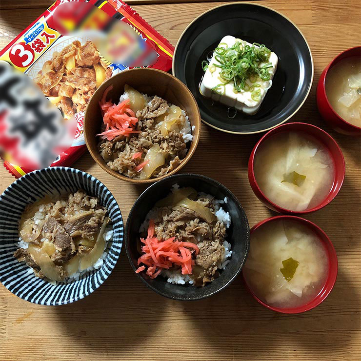 冷凍牛丼&ランチセットで外食気分