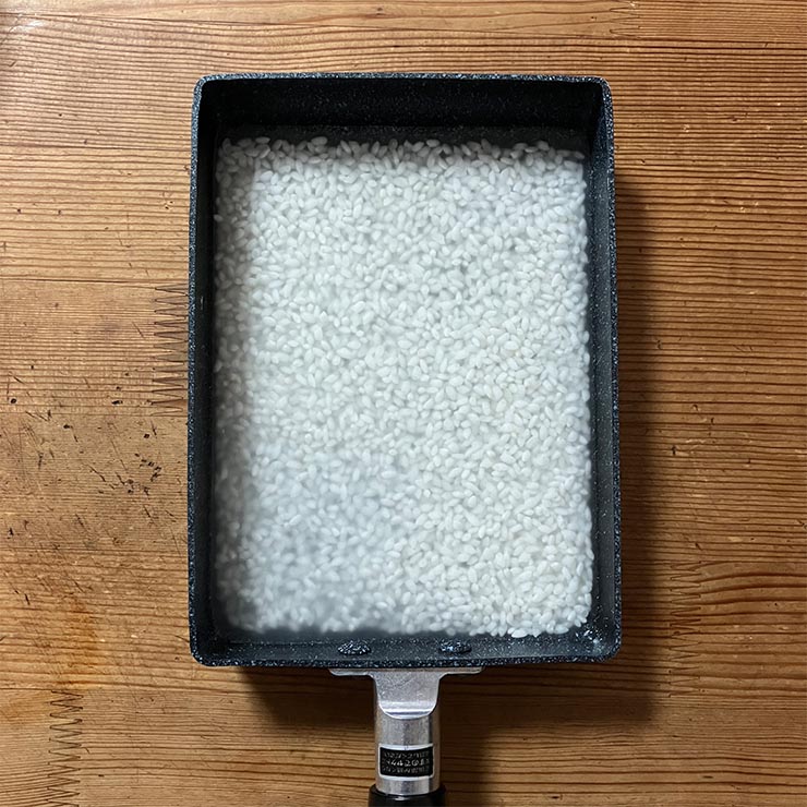 ネオブル玉子焼き器で0.5合を炊飯