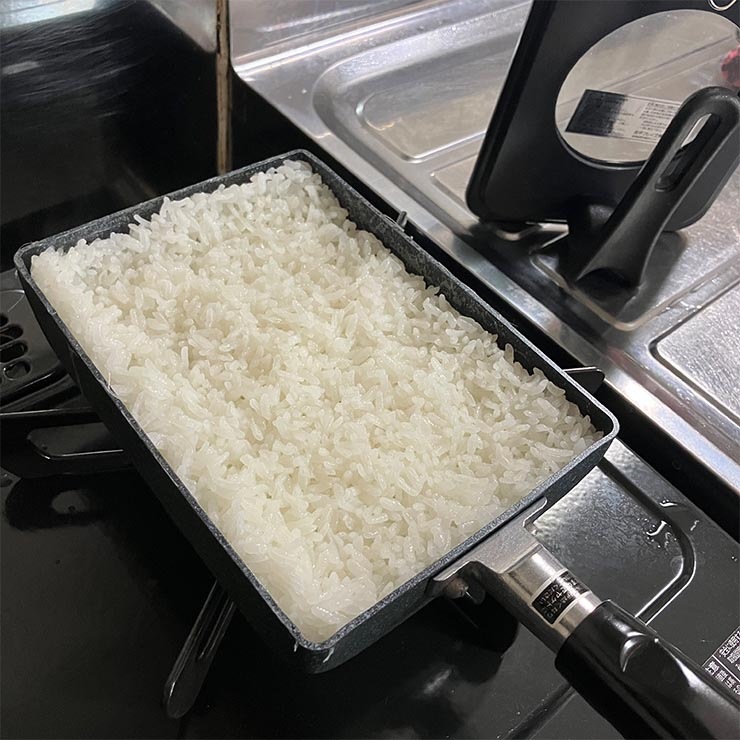 ネオブル玉子焼き器で1合を炊飯