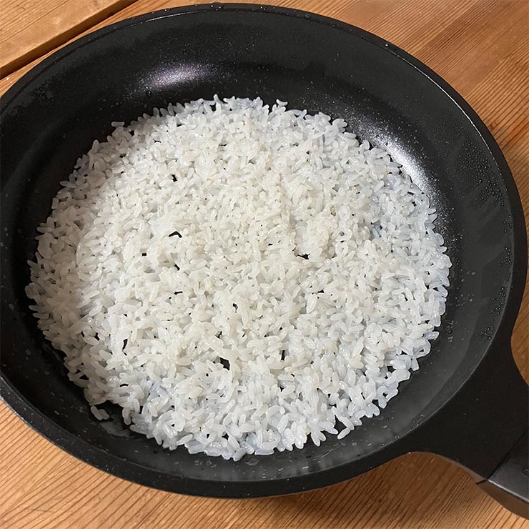 フライパン26cmで0.5合を炊飯