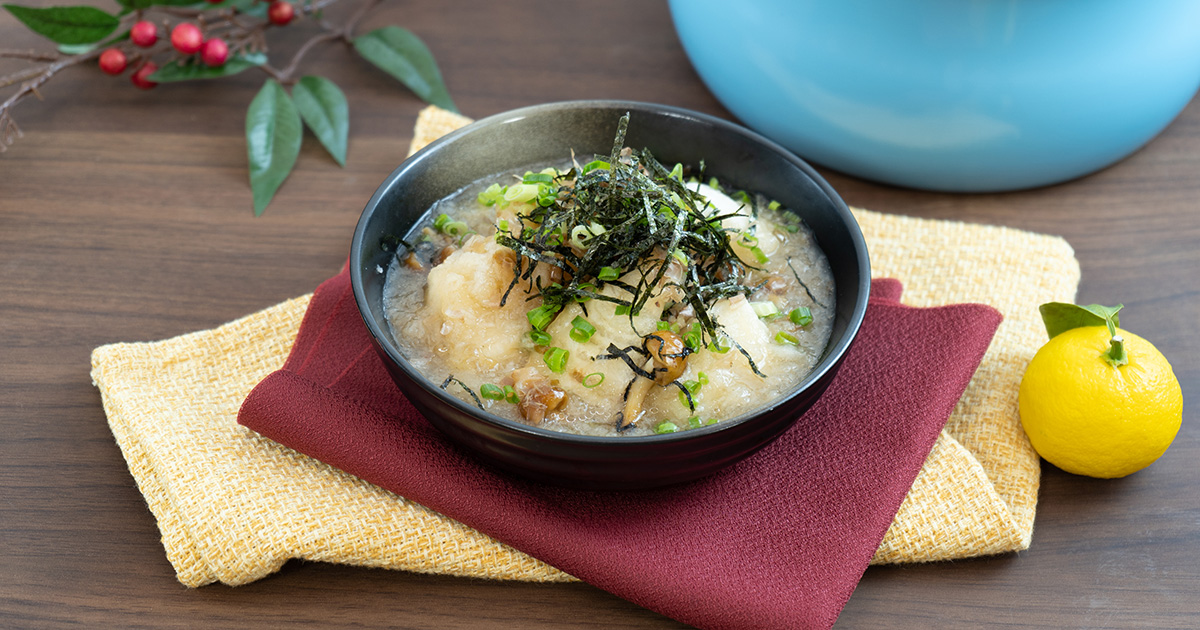 あつあつ！揚げだし餅のなめこおろしあんかけ