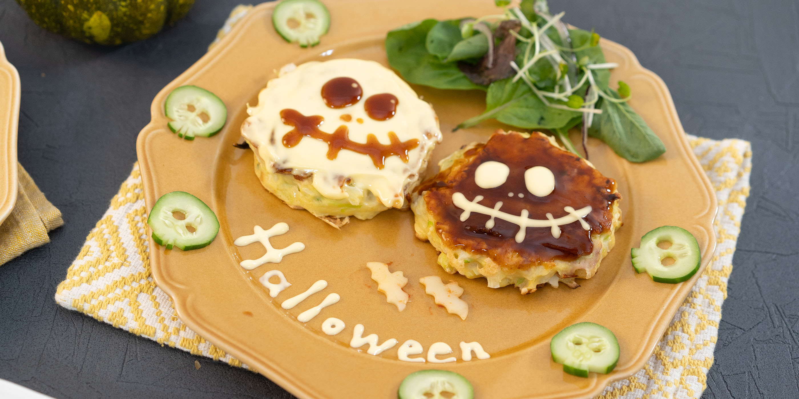 お好み焼き🎃マヨ&ソースで描くハロウィンアート