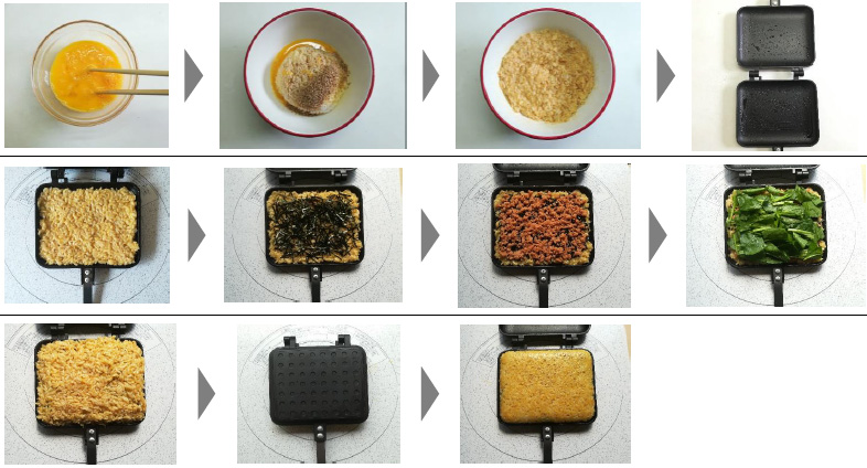 鮭とほうれん草の焼きTKGサンド写真手順
