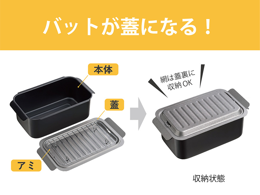揚げバットをひっくり返せばフタになります