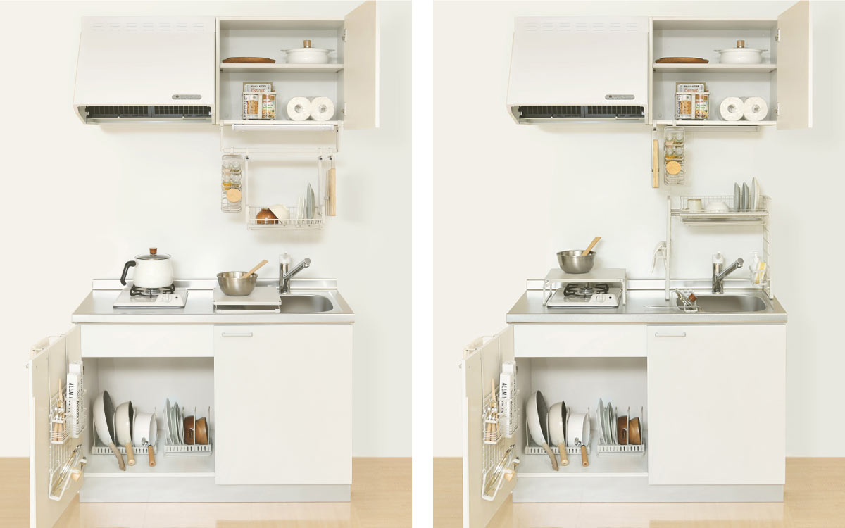 roomlab（ルームラボ）は狭いキッチンを快適に使うための収納用品シリーズです。