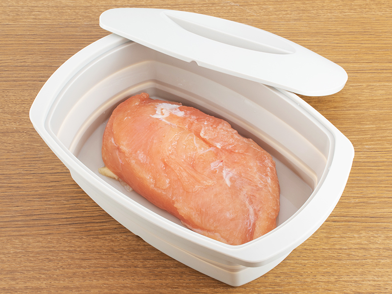 角型シリコーンスチーマーは底面積が広くお肉を広げやすい