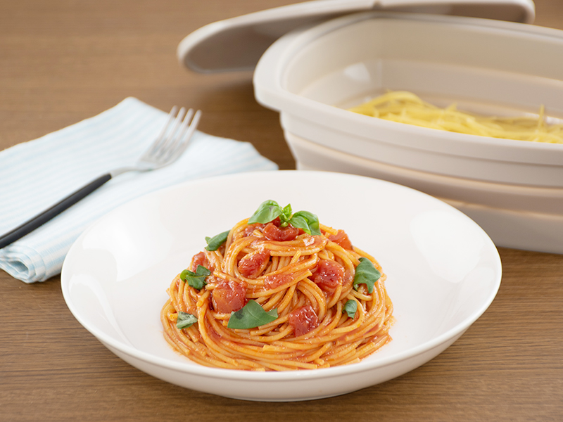 シリコンスチーマーを使ったパスタ